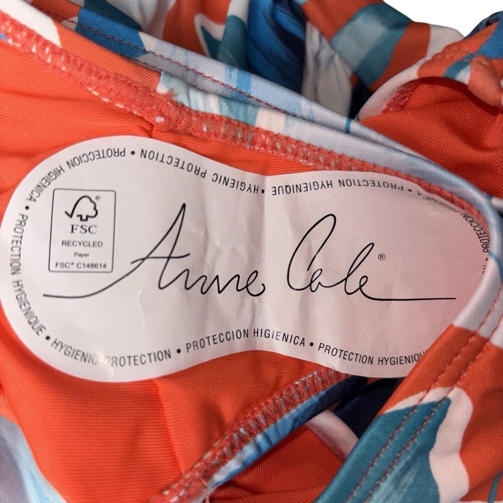 New Strapless One Piece Swimsuit Anne Cole Womens Size 8 Floral Ruched Bandeau - Picture 5 of 5